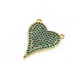 Macro detail of heart pendant connector with green zircons and gold finish for jewelry - Green