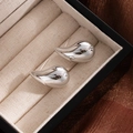 Minimalist silver teardrop earrings with mirror polished finish in a jewelry box - Silver Water Drop