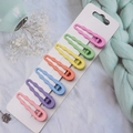 Set of 7 colorful wavy candy color hair clips for girls on a white display card - Colorful Water Drop Wavy Hair Clips 7Pcs Set (10#)