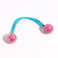 Blue elastic hair tie featuring pink bead accents for women's ponytails - Knot Double Bead / Blue