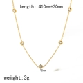 Halskette aus 18k vergoldetem Edelstahl mit Zirkonia-Steinen, Länge 410mm plus Verlängerung - Halskette Mit Rund Eingefasstem Zirkonia (TN3344)