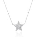Dettaglio ravvicinato della collana con ciondolo a stella d'argento e pavé di zirconi - Pentagramma / Argento