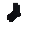 Klassische schwarze Rippstrick-Baumwollsocken für Damen mit minimalistischem Design - Einheitsgröße / Reines Schwarz