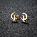 Minimalist 18K rose gold plated stainless steel crescent moon and cat stud earrings - Moon Cat Style (162) / Rose Gold