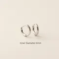 S925 sterling silver hoop earrings with a 6mm inner diameter and polished silver finish - 925 Silver / 6mm White Gold