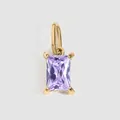 14K goud roestvrijstalen ketting met een 4x6mm rechthoekige amethist hanger - Goud / Jun-Paars