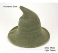 Thickened fruit green knitted wizard hat with a curved peak pointed top for women - Fruit Green