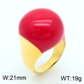 Chunky 18k gold plated titanium ring with bold red enamel dome finish, 21mm width - US 8 / Gold Red