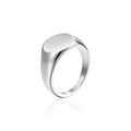 Anillo de sello de acero inoxidable plateado pulido con parte superior plana ovalada - US 8 / Color Acero