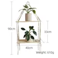 Two-tier woven cotton rope wall shelf with natural wood boards and metal ring hanger - Double Tier Large Capacity Style