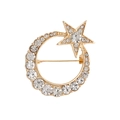 Elegant gold celestial brooch featuring sparkling crystal moon and star motifs - Gold Moon Star