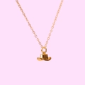 Vintage golden necklace featuring a cowboy hat pendant with 18k vacuum gold plating - Vintage Cowboy Hat (Gold)