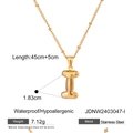 Gold stainless steel letter I pendant necklace with dimensions and weight specs - Letter I