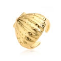 Macro detail of a gold seashell ring with realistic texture and polished mirror finish - Style E / Ring / Gold