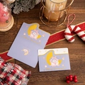 Charming purple Christmas card set with golden Merry Christmas text on wooden background - Christmas Snowman【Purple】