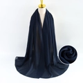 Solid navy blue pearl chiffon long scarf for women on a beige display mannequin - Dark Blue