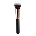 Flat top foundation brush with rose gold ferrule and black handle for liquid base makeup - Round Blush Brush / Black