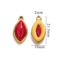 Gold stainless steel marquise pendant with red stone for DIY jewelry making 21.5mm - Red Agate