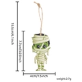 Halloween mummy wooden pendant with twine hanger and size specifications 7.7x4cm - Bandage Zombie Style