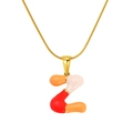 Colorful capsule-style enamel letter Z pendant on a golden snake chain necklace - Letter Z(S640G-002-Z)