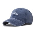 Berretto da baseball in cotone lavato blu scuro con ricamo Los Angeles dallo stile vintage - Regolabile / Blu navy