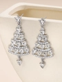 Elegante zilveren kerstboom oorbellen met fonkelende heldere kristallen in een paar - Zilveren Kerstboom met Heldere Strass-steentjes (M-783)