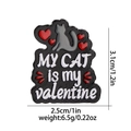 Cartoon enamel brooch featuring a grey cat and red hearts with MY CAT text - My Cat Is My Valentine