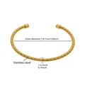 Detailed view of gold twisted stainless steel bracelet with dimensions and size specs - S / Spiral Spring Coil Style (Z161) / Gold