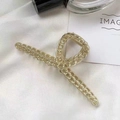 Elegant gold metal hair claw clip featuring a double-row chain link texture for women - Chain Style