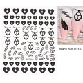 Stickers à ongles noirs SWT015 avec motifs de cœur, d'ailes d'ange et de chaînes chic - Noir SWT015