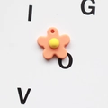 Orange soft resin flower pendant with yellow center for DIY jewelry making - Orange