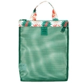 Kleine grüne Netztasche mit TOPS-Druck am Griff und Reißverschluss für den Strandbesuch - Explosion Grün (SPARKLE GREEN)