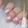 Sparkling pink cat eye gel polish with silver glitter and white 10ml bottle display - Snow Pear Ice Cat Eye