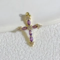 Ciondolo a croce dorato con pietra marquise viola e accenti di diamanti bianchi - Colore Oro Con Pietra Preziosa Viola