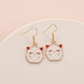 Cartoon Halloween devil pumpkin earrings with red and white enamel in gold finish - Cute Cartoon Ghost