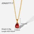 18K gold plated necklace with pear-shaped red zircon pendant and detailed size markers - Red Water Drop Pendant (JDN20777-7)