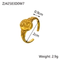 Macro detail showing vintage dragon relief on gold stainless steel adjustable ring band - Retro Dragon Relief Style (ZJ42583D0W7)