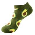 Olive green low cut socks featuring avocado patterns and elastic ribbed cuffs - One Size (36-44) / C18 Olive Green Avocado