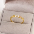 Slim gold-plated ring with colorful pavé crystals in a grey velvet jewelry box - Gold / Colorful Eternity Style (Style 3)