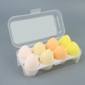 8-piece set of teardrop makeup sponges in gradient warm tones with transparent storage box - 8-Grid Transparent Yellow Series