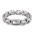 Bracciale da uomo in acciaio inossidabile argento con finitura martellata e chiusura quadra - Argento Antico (KB164775-KJX)