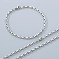 Silver stainless steel box chain necklace and bracelet set with high polished finish - 2.3mm / Bracelet 19CM / Silver / Lobster Clasp