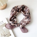 Breathable cotton linen square scarf with earthy floral print and purple hem finish - 33 Cotton - Abstract Flower Dark Purple
