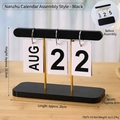 Minimalist black bamboo flip perpetual calendar with gold metal stands for desk - Bamboo Calendar-Black
