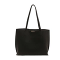 Minimalist black faux leather tote bag for women with dual shoulder straps for commuting - Black