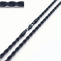 Black titanium steel rope chain necklace with durable lobster clasp for men and women - 50cm (20 inches) / 5mm / Black