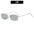 Minimalist silver metal rectangular sunglasses with translucent grey lenses for men and women - Silver Frame Silver Mirror Lens