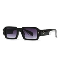 Square black sunglasses with gradient purple lenses and gold star stud accents - Glossy Black Frame Gradient Grey Lens