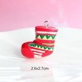 Detailed view of a red resin Christmas boot pendant with green accents and 2.6x2.7cm size - Style 26-Red Christmas Boot