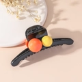 Grande molletta per capelli coreana nera con accenti a sfera tondi arancioni e gialli - Giallo Arancio